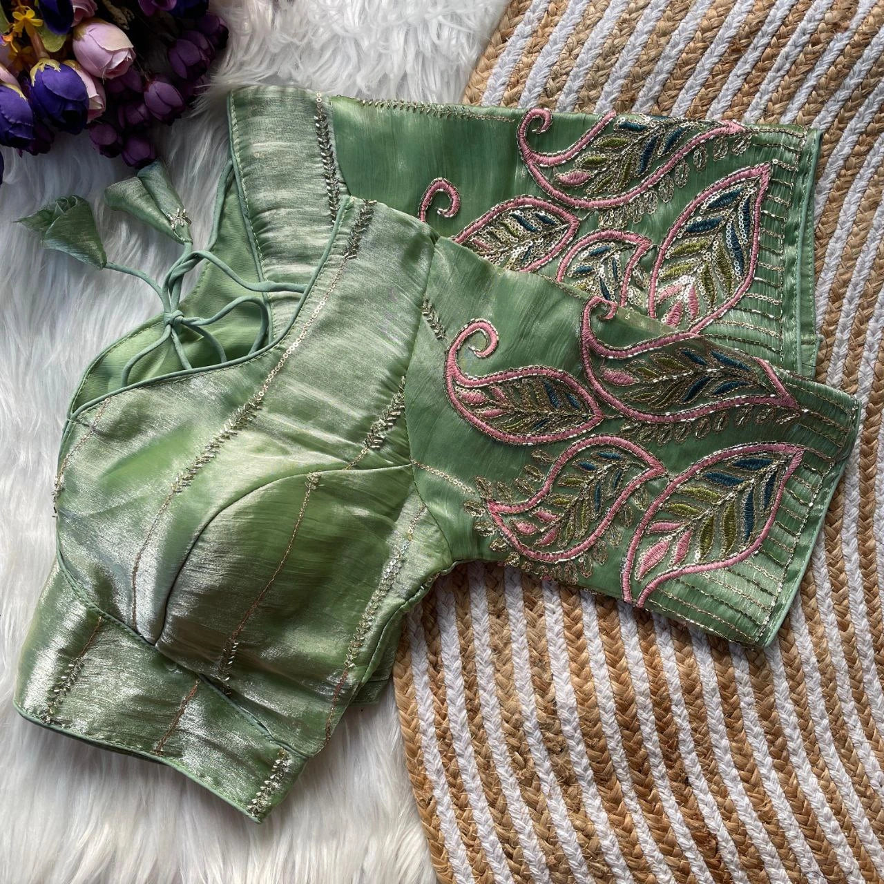 Light Pista Silk Blouse Kalyanja Fashion